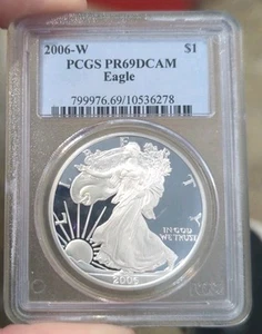 2006-W American Silver Eagle PCGS PR69 DCAM - Picture 1 of 2