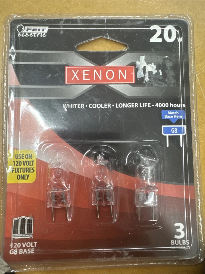 (2) Feit Electric 3 Pack Light Bulbs Xenon Halogen 20w 120 Volt G8 2 Pin Base