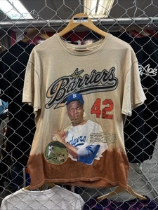 Jackie Robinson Cream Brown Barriers T-Shirt - Size Large - Picture 1 of 5