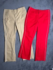 Urban Outfitters BDG Y2K Boot Cut Pants Pair of 2 Sz 10 White Piping Red & Beige - Picture 1 of 11