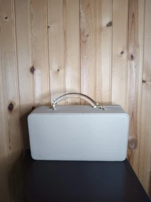 Estuche Rígido de Maquillaje de Viaje Beige Estee Lauder Transparente Mango Lucite De Colección COMO ESTÁ Foto 1 de 4