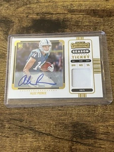 2022 Panini Contenders Season Ticket Gold Patch Auto RC Alec Pierce SSP Colts - Bild 1 von 2