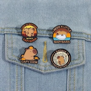 I Believe in Capybara Enamel Metal Pins Cute Animal Brooches Lapel Badges Backpa - Picture 1 of 14