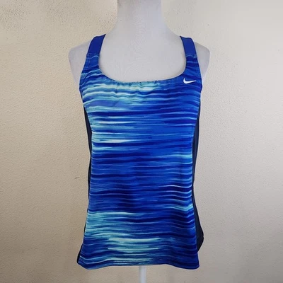 Nike Tankini Women's Size Medium Blue V Back Swimsuit Top - Image 1 of 4