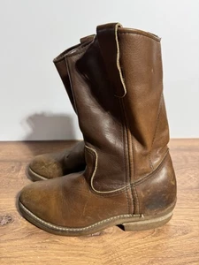 Vintage Red Wing Pecos braun Leder Arbeitskleidung Stiefel Herren Größe siehe Info hergestellt in den USA - Bild 1 von 22