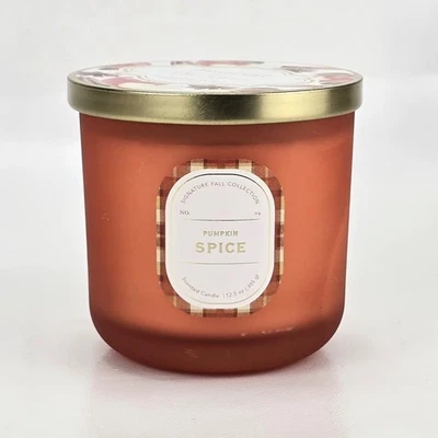 Tarro de vidrio con tapa de 2 mechas de 12,5 oz vela especia calabaza - en casa Foto 1 de 4