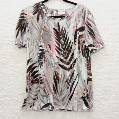 Blusa Top Talla MP Hojas Arrugadas Vacaciones Arte Profesor Forestcore Informal Resort Foto 1 de 4