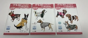NEW Lot of 3 It's So Easy It's Simplicity DOG COATS CLOTHES Sewing Patterns pets - Picture 1 of 2