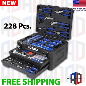 Juego de herramientas domésticas Kobalt 228 piezas herramientas de mano azules con estuche de almacenamiento plegable - Imagen 1 de 9