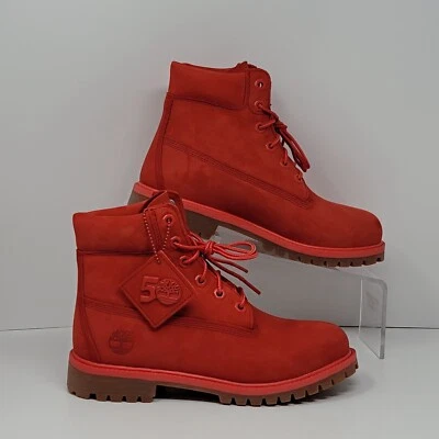 Timberland Premium 50th Anniversary 6"  Red Boots Waterproof A2R6B Boys Sz 5 New - Image 1 of 4