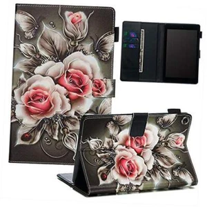 Smart Cover for 8" Amazon Kindle Fire HD 8 Tablet 2018/2017/2016 06# Black Rose - Picture 1 of 8