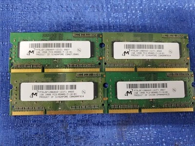 Lot of 4 Micron RAM Modules 1GB 1Rx8 PC3-8500S-7-10-B1 MT8JSF12864HZ-1G1F1 - Image 1 of 2