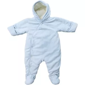 Ralph Lauren Baby Bunting Snow Suit 9 Months Button Up Blue Winter Pram Used - Picture 1 of 8