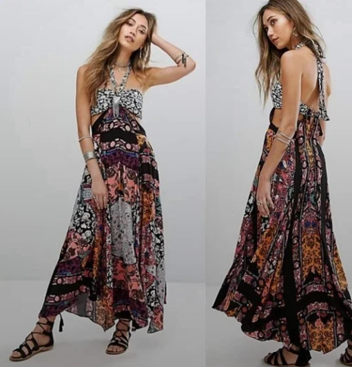 People California Love Boho Bandeau Maxi Dress Sz 4 OB586787