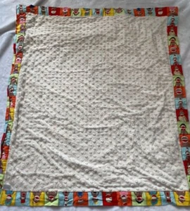 Boco Baby Boutique Minky Dot Colorful Sock Monkey Squares Print Blanket - Picture 1 of 3
