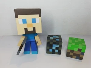 MOJANG Minecraft Steve Diamond Block Grass Block Stone Pickaxe Toy Notch Vinyl - Picture 1 of 12