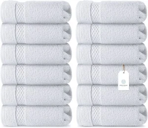 Whiteclassic Luxury Cotton Washcloths Large Hotel Spa Bathroom Face Towel | 12 P - Picture 1 of 6