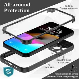 Full Body Clear Hybrid Shockproof 360 Case For iPhone 14 15 16 Pro Max 13 12 11 - Picture 1 of 6