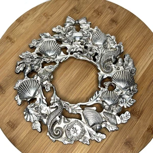 Godinger Silver Art Co. Ocean Life Nautical Wall Hanging Wreath Trivet 9” Wide - Picture 1 of 10