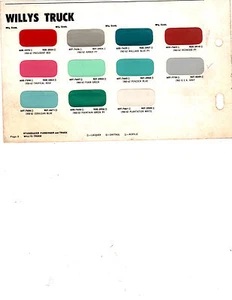 1960 1961 1962 WILLYS JEEP TRUCK 60 61 62 PAINT CHIPS 62 MARTIN SENOUR 11PC - Bild 1 von 1
