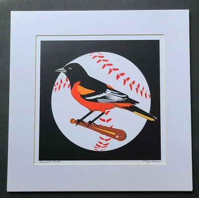 Baltimore Orioles Baseball Print Artist Signed Ready for Framing - Image 1 of 4