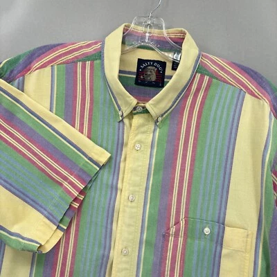 GANT Shirt Mens 2XL TALL Green Pink Purple Stripe Salty Dog Preppy Vintage 90s - Image 1 of 4