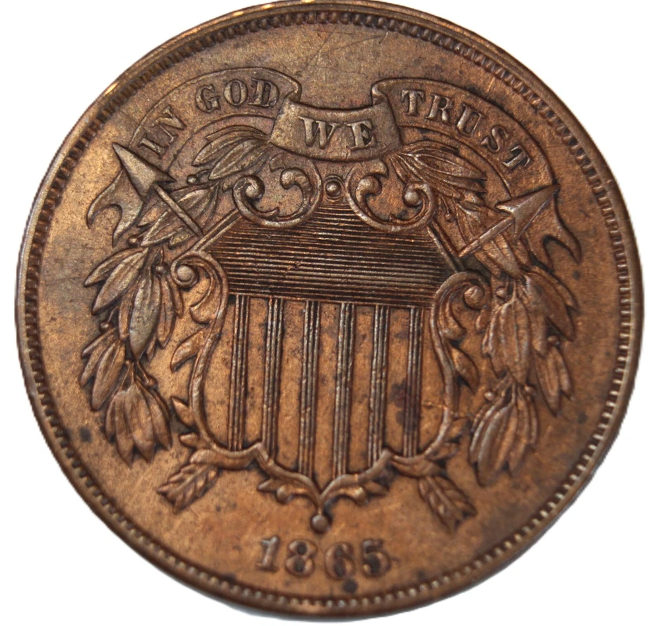 1865 2 cent piece fancy 5 - JAM215 - FREE SHIPPING!!! - Image 1 of 4
