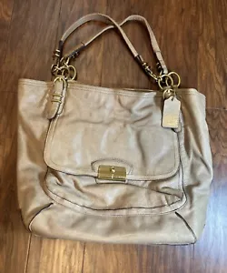 Coach Metallic Tan/Gold Kristin Pinnacle Shopper Fawn Leather Tote Bag F19385 - Picture 1 of 16