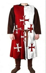 Medieval 6 Templar Knights Tunic Sleeveless Costume Crusader Replica Reenactment - Picture 1 of 3