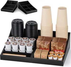 Coffee Station Organizer for Countertop, Coffee Condiment Service Tray, Coffee - - Picture 1 of 1