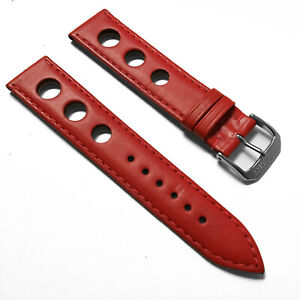 Rally Style - Perforated Racing - Italian Leather Watch Band Strap - Large Holes