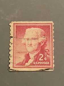 US Stamp 1954 2c Thomas Jefferson Used Liberty Series Red Postage - Picture 1 of 2