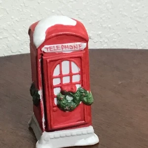 Vintage Weihnachtsdorf UK Telefonzelle Porzellan Biskuit Rex Lee 1990 - Bild 1 von 6