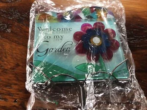 Pavilion Company Shine on Me Glass Garden Marker Welcome 31” Tall - Picture 1 of 9