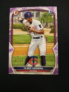 2023 1st Bowman Yilber Herrera Purple Pattern 004/199 RC Rookie MINNESOTA TWINS 