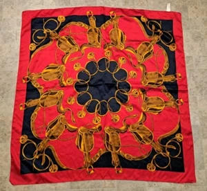 JG Hook Scarf 34" Square Polyester French Horn Western Red Gold Blue - Picture 1 of 4