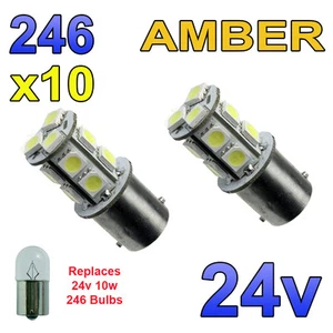 10 x Bernstein 24 V LED BA15s 246 R10W 13 SMD Nummernschild Innenraum Glühbirnen LKW - Bild 1 von 4