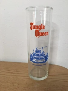 Vintage Jungle Queen Tall Slim Glass From Fort Lauderdale Florida Size 7” X 2.5” - Picture 1 of 4