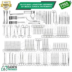 Conjunto básico de 104 piezas de instrumentos de laparotomía abdominal médico quirúrgico grado alemán - Imagen 1 de 8