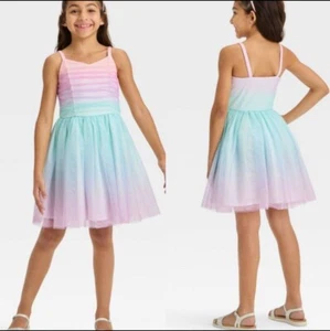 Cat & Jack Kids Girls' Sleeveless Mesh Dress - multicolor - Picture 1 of 8