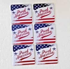 PATRIOTIC "PROUD AMERICAN" 6 CARDBOARD COASTERS ~ NEW - Picture 1 of 2