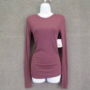 BP. Burgundy Ribbed Long Sleeve Top Size M Stretch EcoVero #4829 - Picture 1 of 13