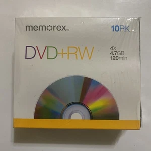 Memorex DVD Rewritable Media DVD+RW 4x 4.70 GB 120 Min 10 Pack Jewel Case - Picture 1 of 5