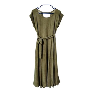 Amanda Laird Cherry Midi Sage Belted Shirt Dress W Back Keyhole Size 32/M - Bild 1 von 6