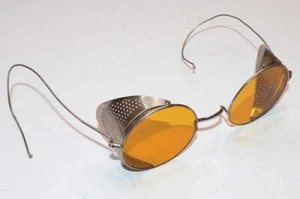Antique Willson Amber Steampunk Safety Glasses Sunglasses Goggles Spectacles - Picture 1 of 6