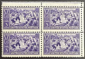 US 1939 Sc# 855 Block of 4 MNH OG BASEBALL CENTENNIAL Sand Lot Game - Picture 1 of 2