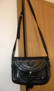 Patricia Nash Black Purse Tooled Leather Crossbody Bag Tassel Embossed Dust Bag - Picture 1 of 10
