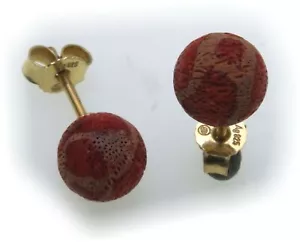 Damen Ohrringe Schaumkoralle rot Silber 925 Ohrstecker Sterlingsilber Koralle - Bild 1 von 2