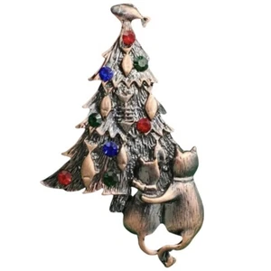 Funny Christmas Tree for Cats, Good Raised & Textured Surface, Rose Gold, Pin - Picture 1 of 8