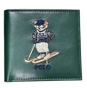POLO RALPH LAUREN GREEN BIFOLD LEATHER WALLET MEDIUM MPOLO F21 D4 - GENUINE - Picture 1 of 12